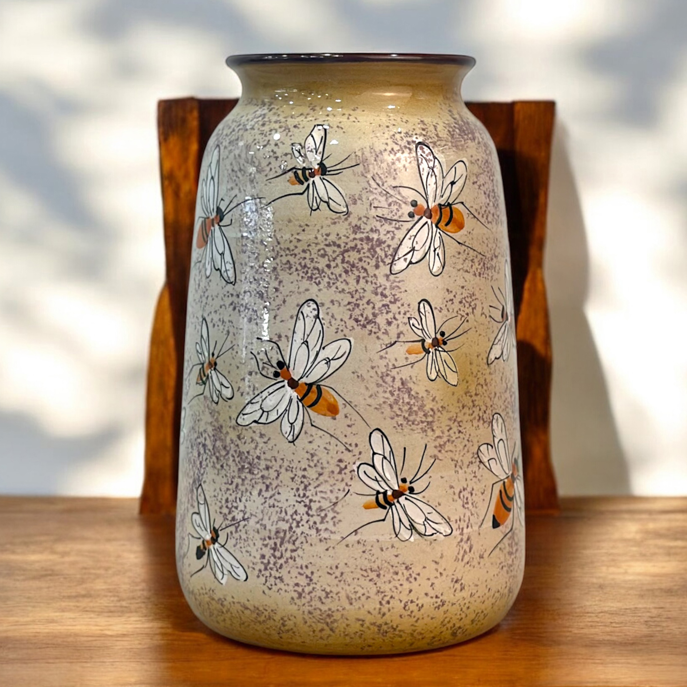 Bình hoa Bát Tràng trang trí decor dáng phích vẽ Ong mật 1