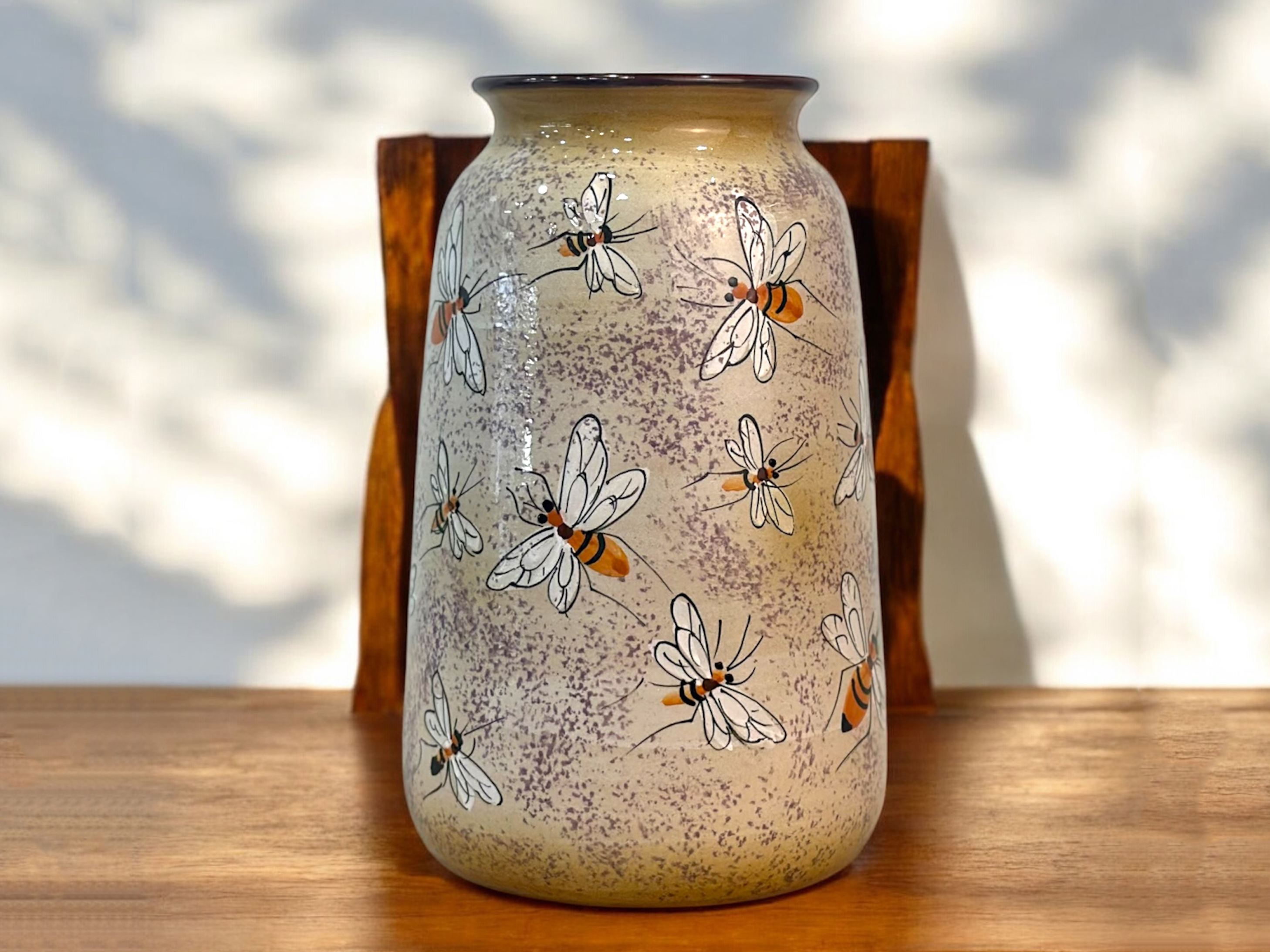 Bình hoa Bát Tràng trang trí decor dáng phích vẽ Ong mật 2