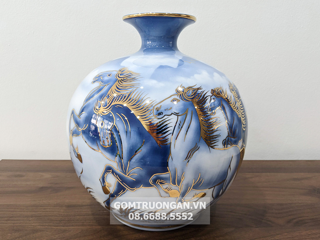 Bình hút lộc vẽ vàng Mã Đáo Thành Công 30cm 2