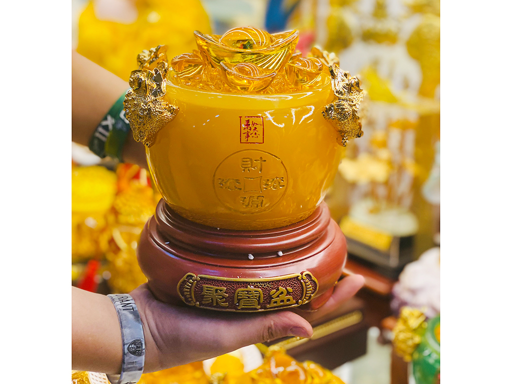 Bát tụ bảo ngọc cao cấp màu vàng cỡ nhỏ 1