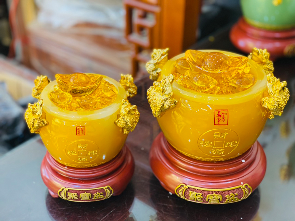 Bát tụ bảo ngọc cao cấp màu vàng cỡ to 2