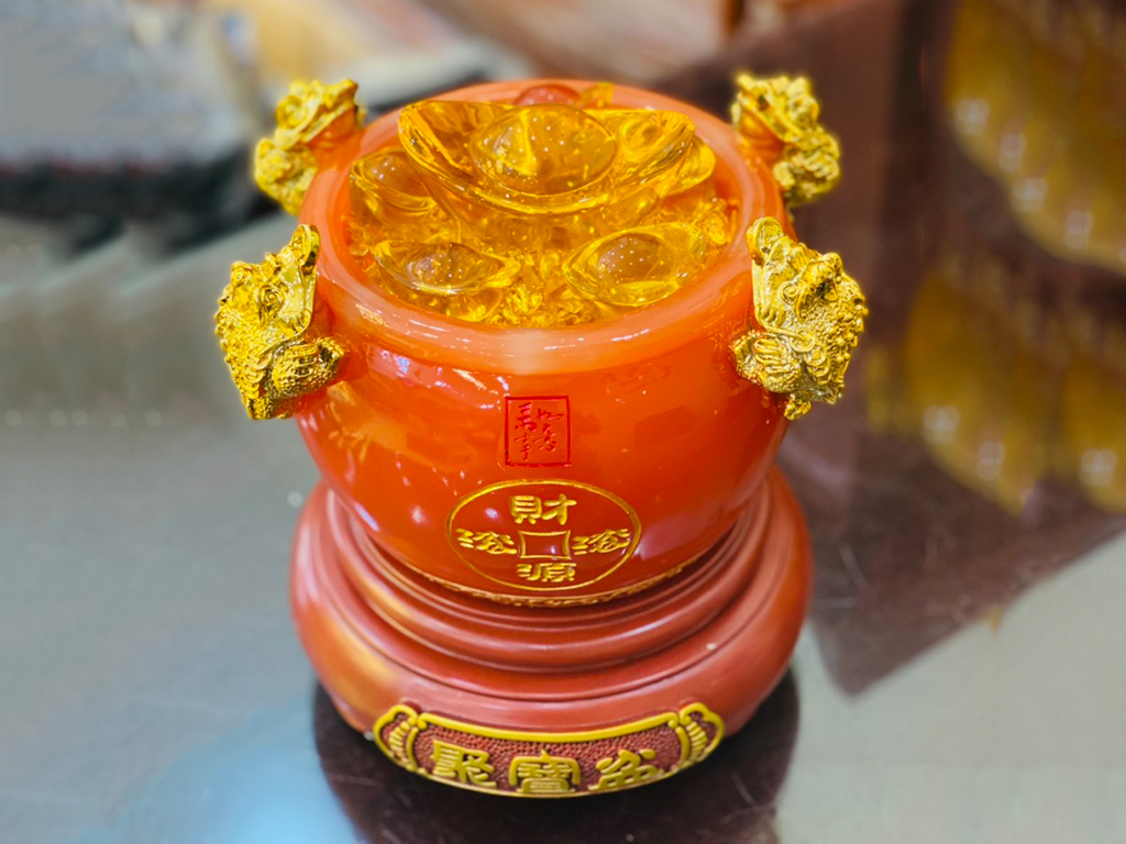 Bát tụ bảo ngọc cao cấp màu đỏ cỡ to 2