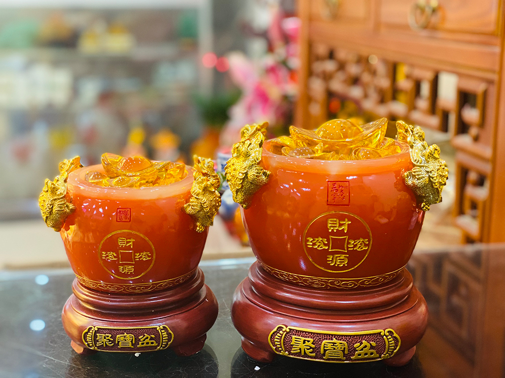 Bát tụ bảo ngọc cao cấp màu đỏ cỡ nhỏ 3