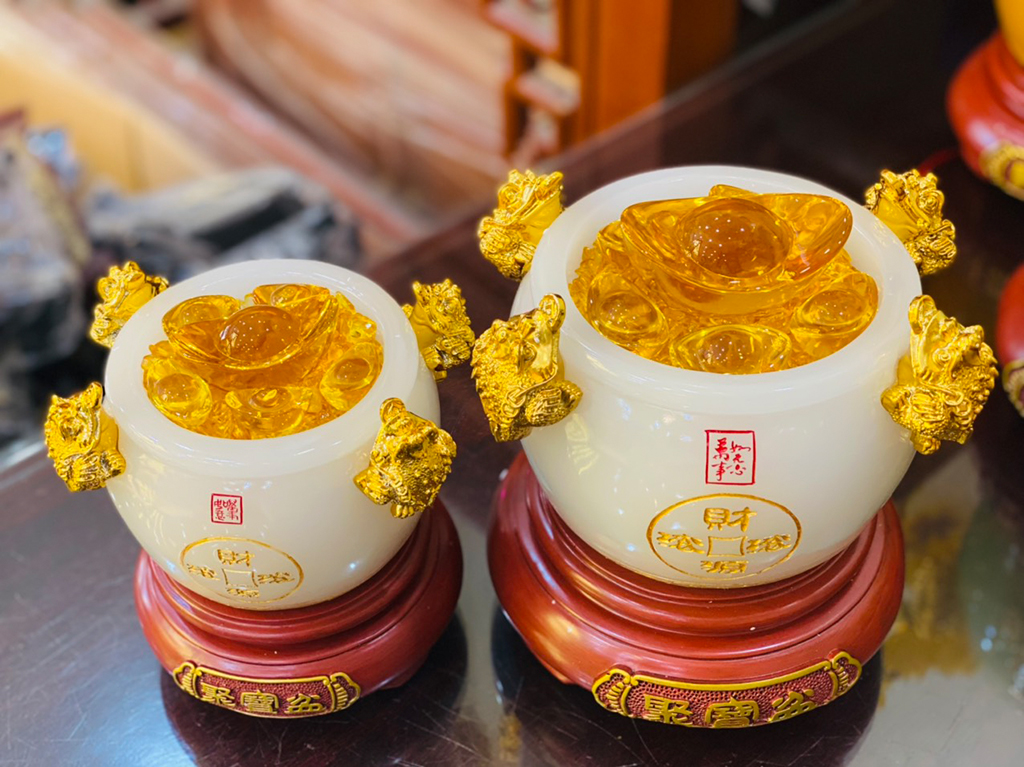 Bát tụ bảo ngọc cao cấp màu trắng cỡ to 2