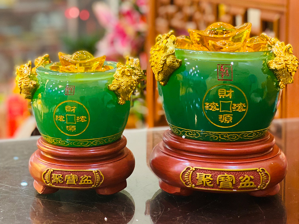 Bát tụ bảo ngọc cao cấp màu xanh lục bảo cỡ nhỏ 2