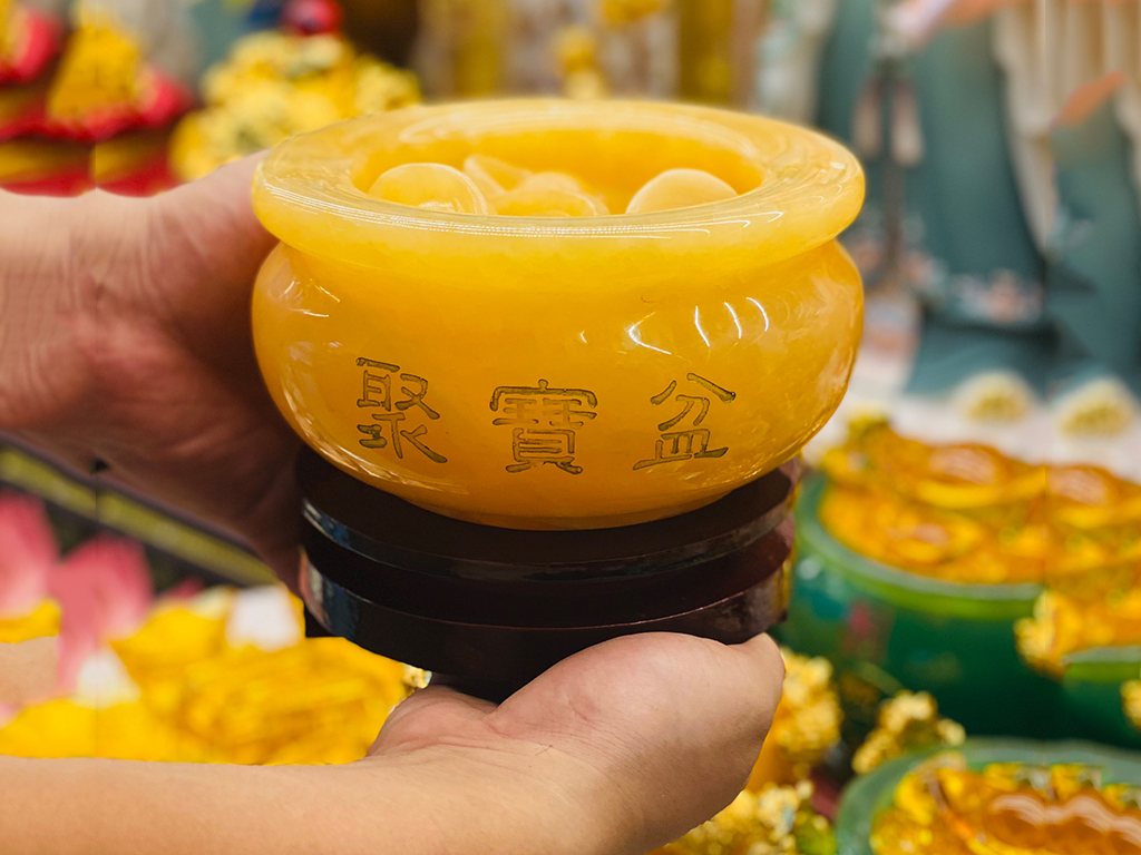 Bát tụ bảo đá ngọc Hoàng Long 6 viên thỏi cỡ to 1