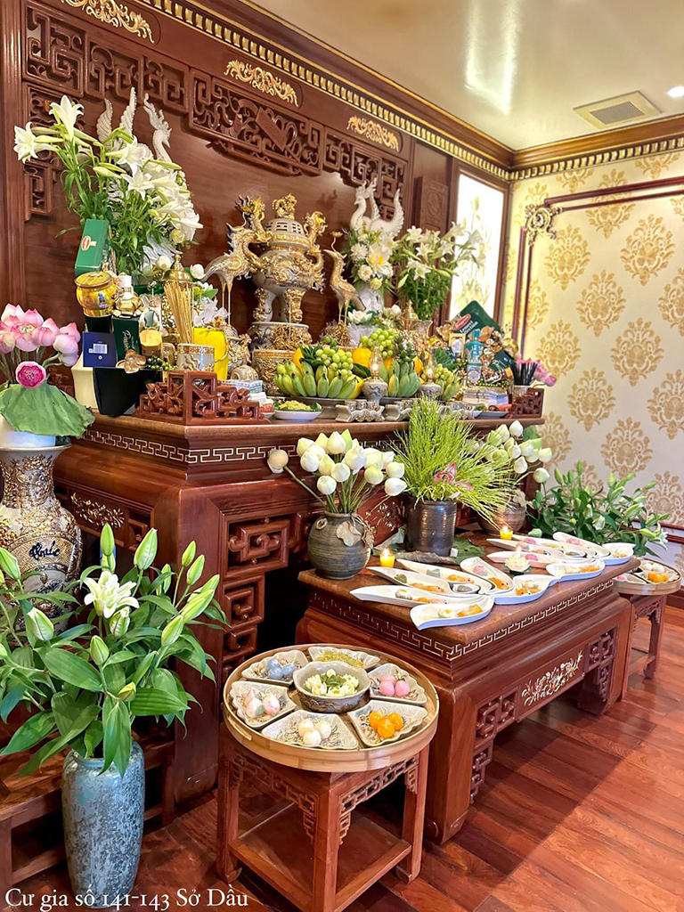 Bộ bát thắp hương hoa sen trắng cao cấp 7 món 3