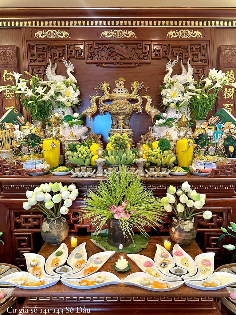 Bộ bát thắp hương hoa sen trắng cao cấp 7 món 5