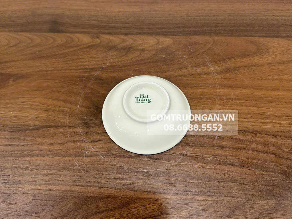 Đĩa đựng gia vị tròn men kem vẽ hoa đào xanh 2