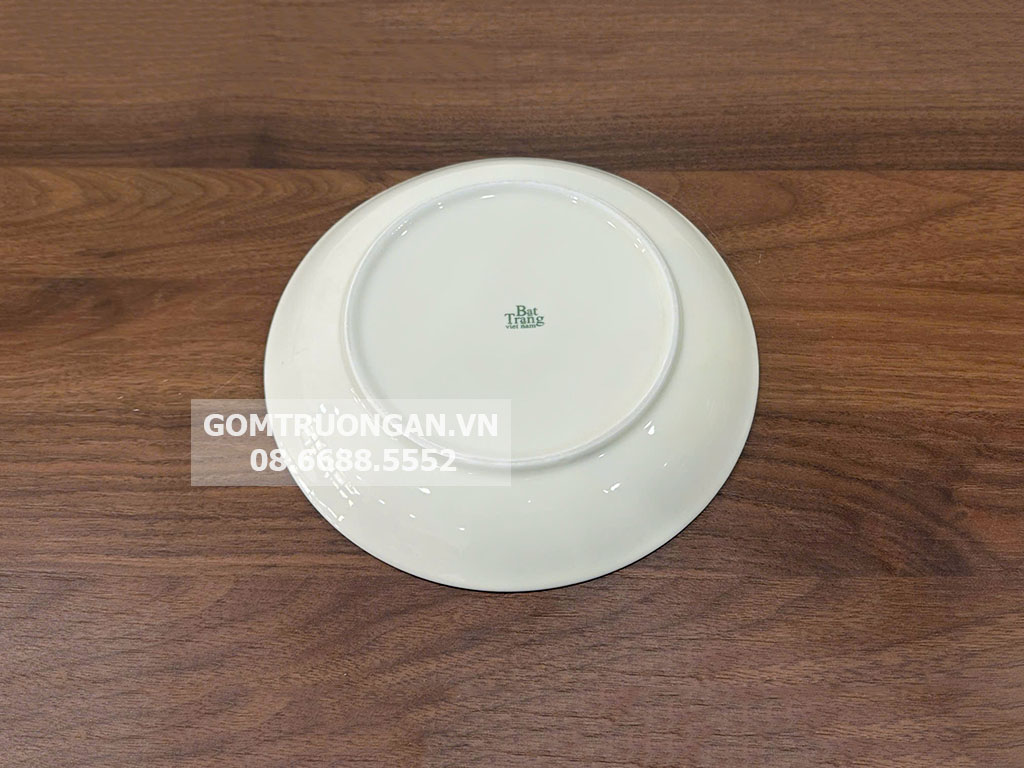 Đĩa tròn men kem vẽ hoa đào xanh 16 3