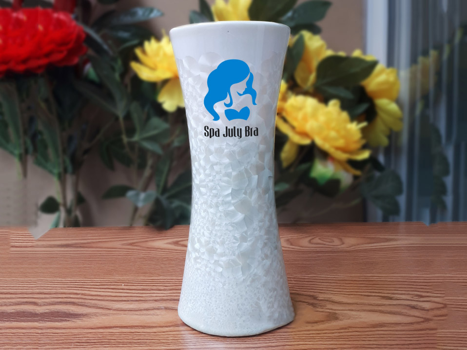 Lọ hoa men kết tinh in logo dáng ống ly S1 1