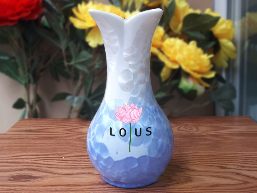 Lọ hoa men kết tinh in logo dáng cánh S1 1