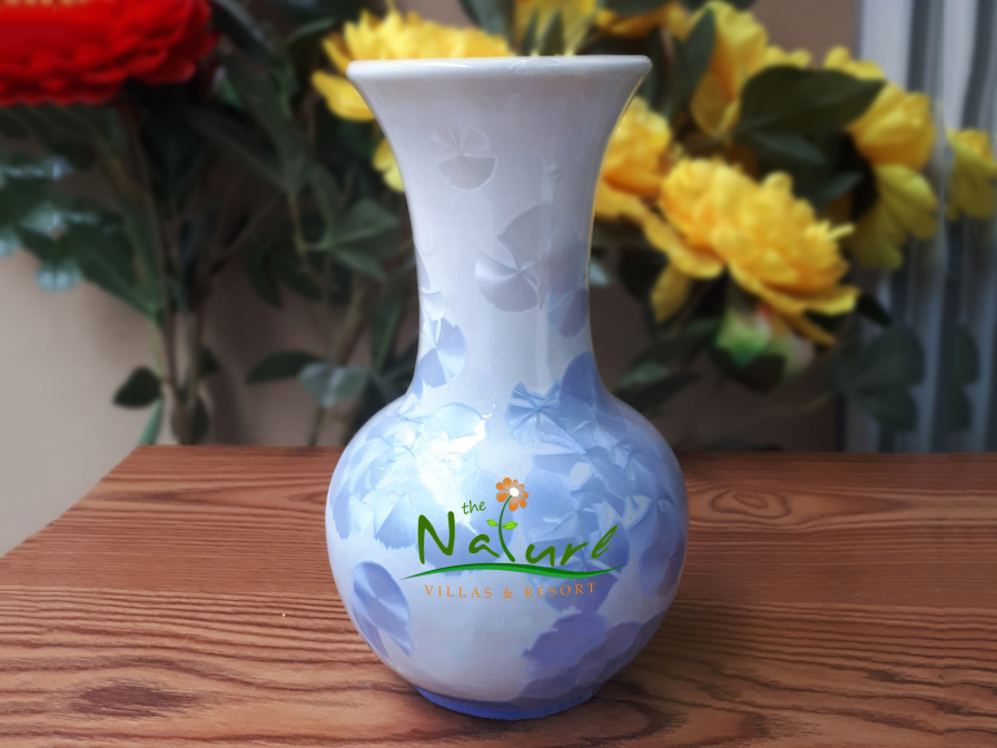 Lọ hoa men kết tinh in logo dáng tỏi bóng S2 1