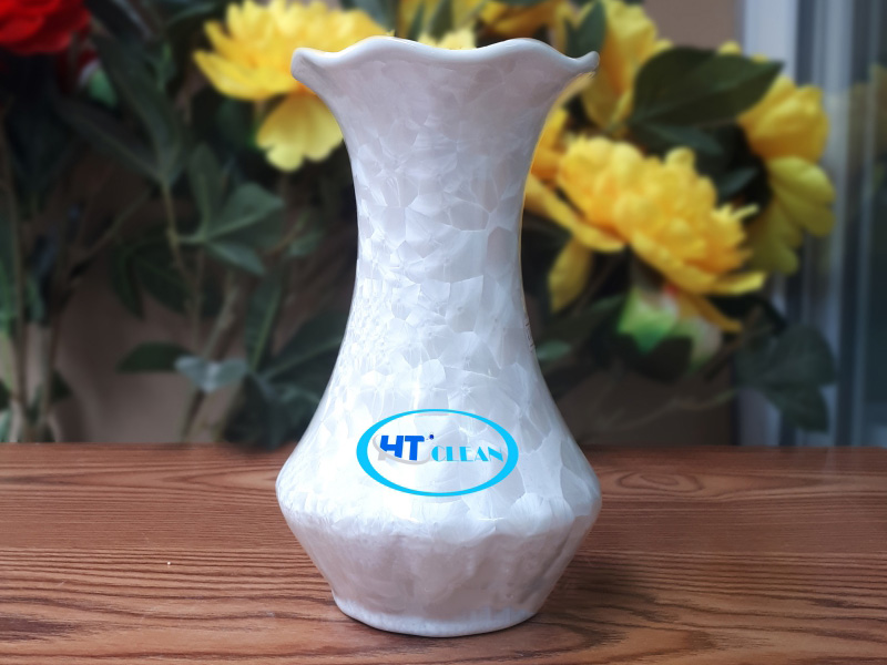 Lọ hoa men kết tinh in logo dáng tỏi dẹt S2 1