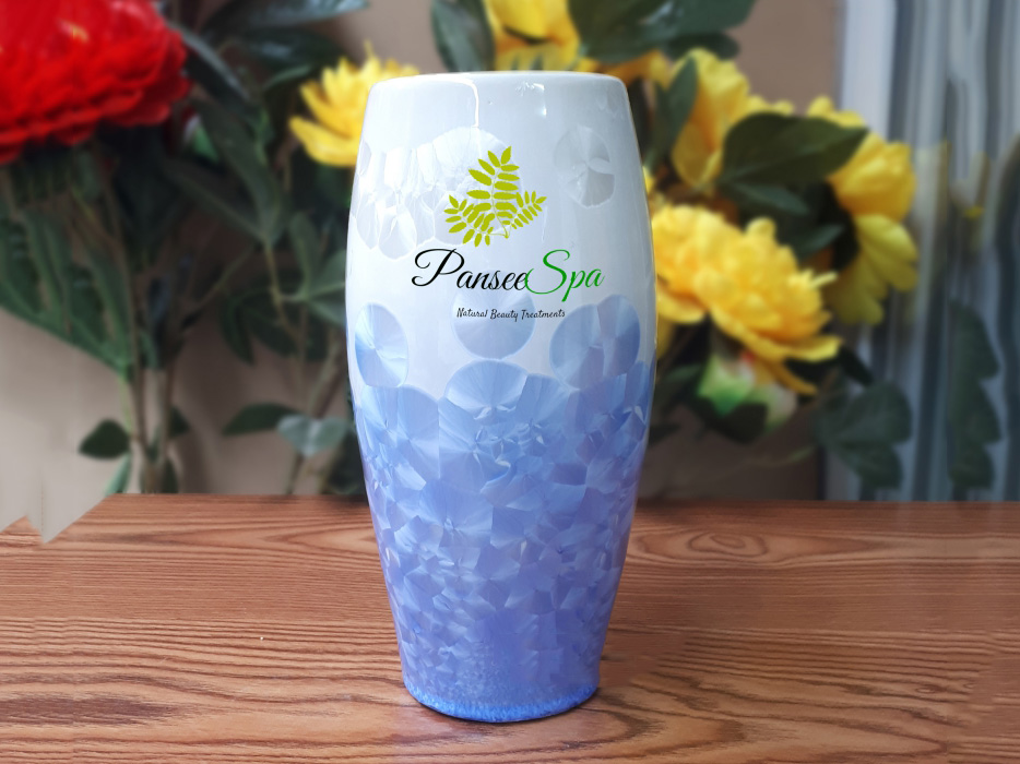 Lọ hoa men kết tinh in logo boom xanh S4 1