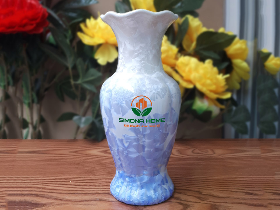 Lọ hoa men kết tinh in logo dáng lộc bình S2 1