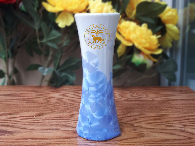 Lọ hoa men kết tinh in logo dáng ống ly S2 1