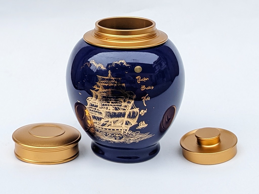 Hộp đựng chè xanh tím vẽ vàng Thuận Buồm Xuôi Gió 3