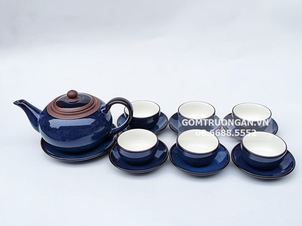 Bộ Ấm Chén Bát Tràng dáng tống tử sa thiên thanh 2
