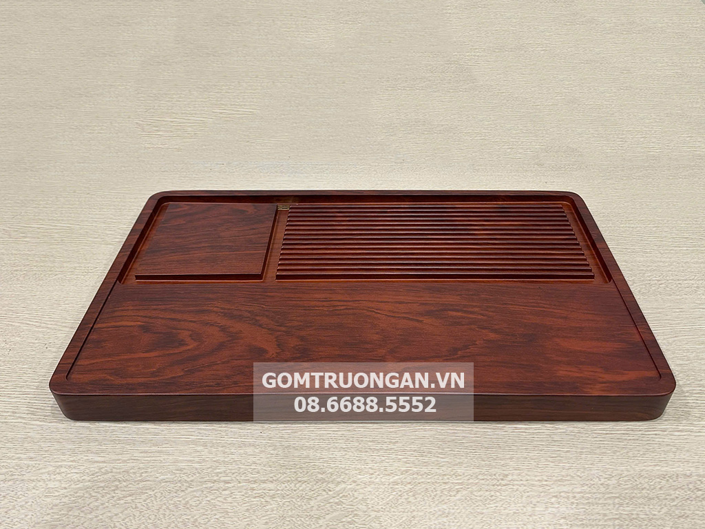 Khay trà gỗ nguyên khối Trường Giang size to 2