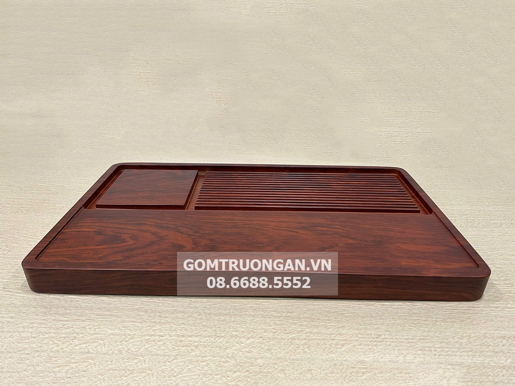 Khay trà gỗ nguyên khối Trường Giang size to 3