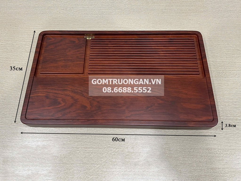 Khay trà gỗ nguyên khối Trường Giang size to 1