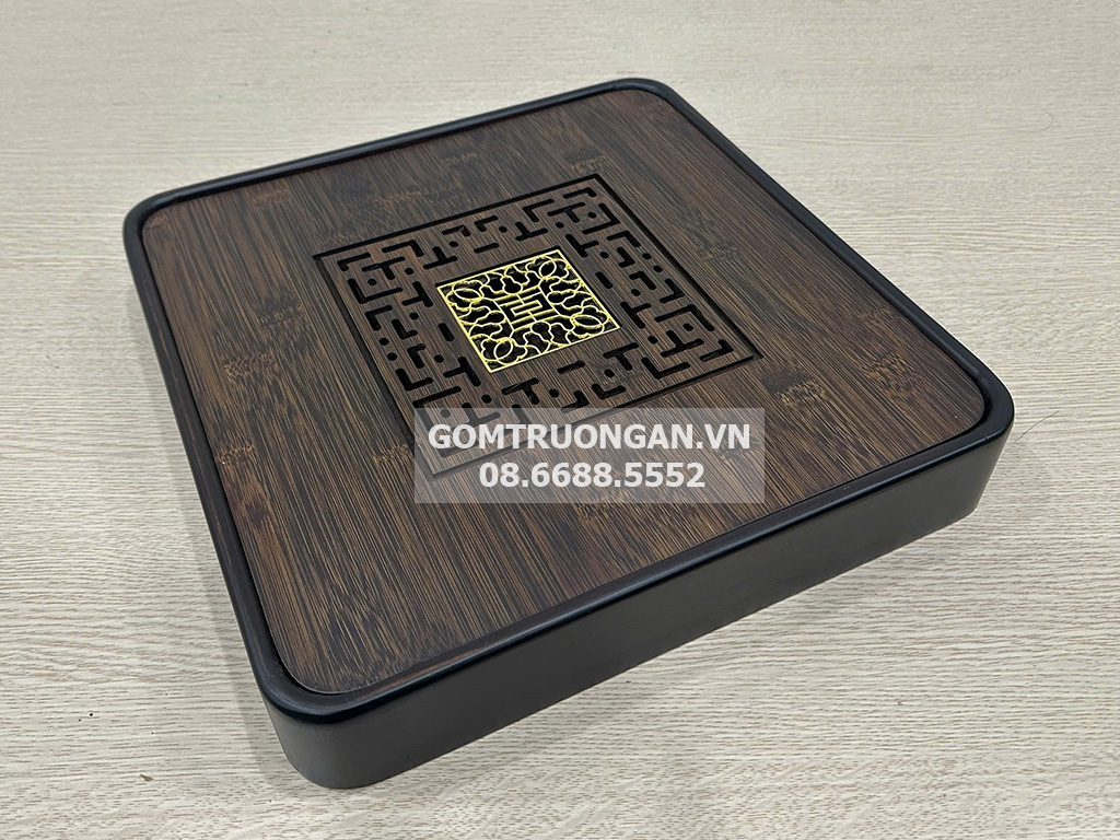 Khay trà gỗ đục vuông Lan Thương CNC đẹp 2