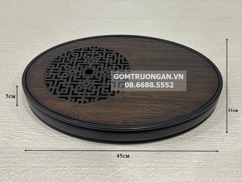 Khay trà gỗ đục bầu dục Dương Tử tiện CNC đẹp 1