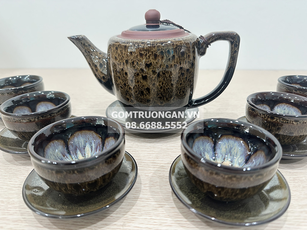 Bộ ấm trà tử sa Bát Tràng Đại Cẩm Thạch cao cấp 2