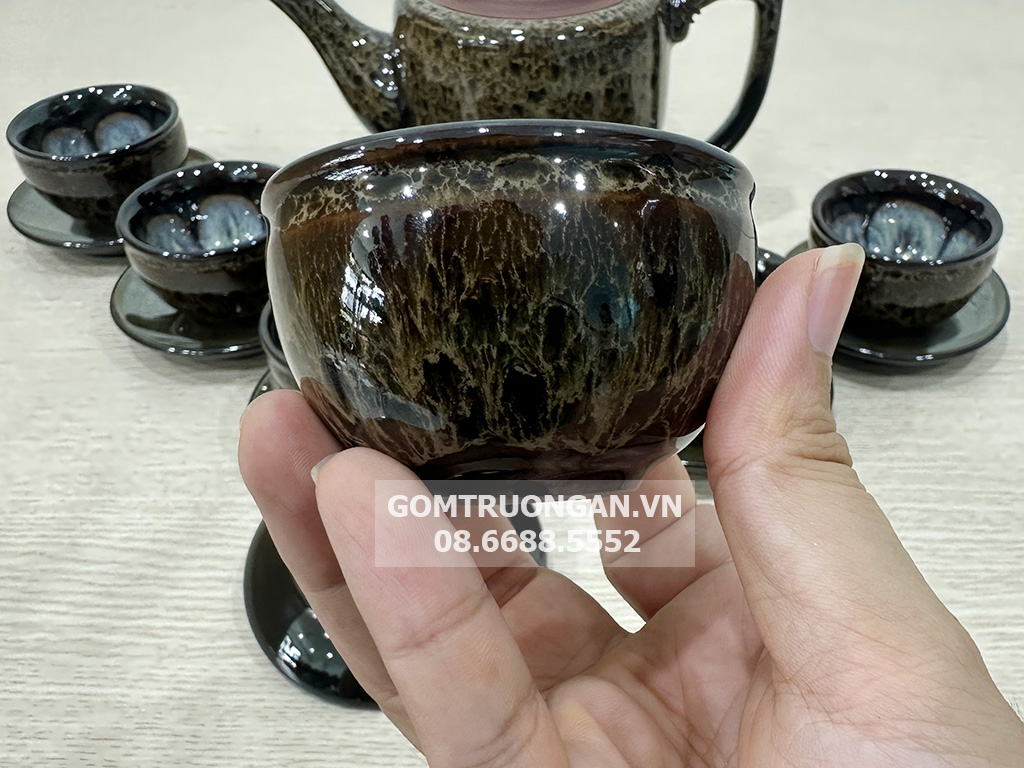 Bộ ấm trà tử sa Bát Tràng Đại Cẩm Thạch cao cấp 6