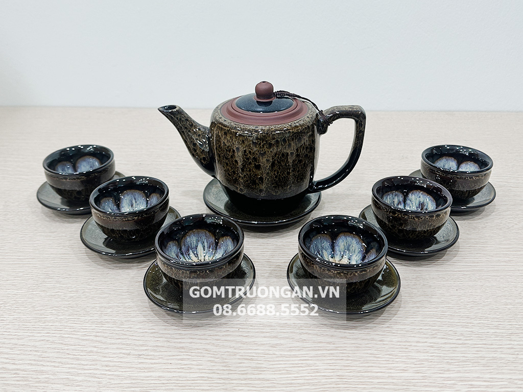 Bộ ấm trà tử sa Bát Tràng Đại Cẩm Thạch cao cấp đầy đủ phụ kiện 2