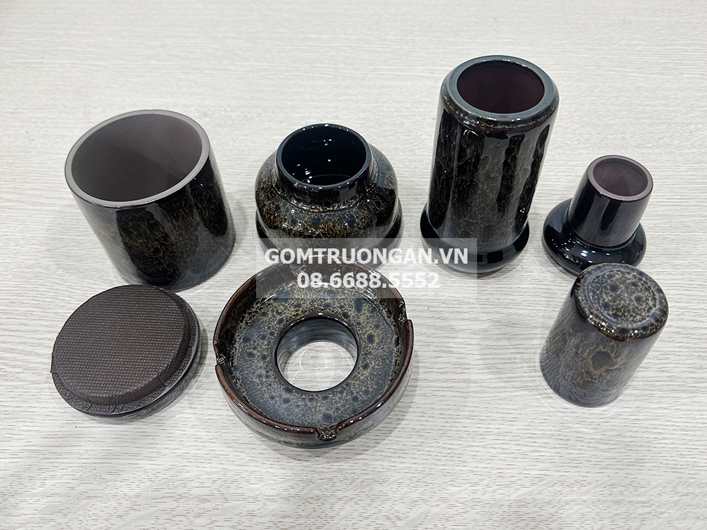 Bộ ấm trà tử sa Bát Tràng Đại Cẩm Thạch cao cấp đầy đủ phụ kiện 4