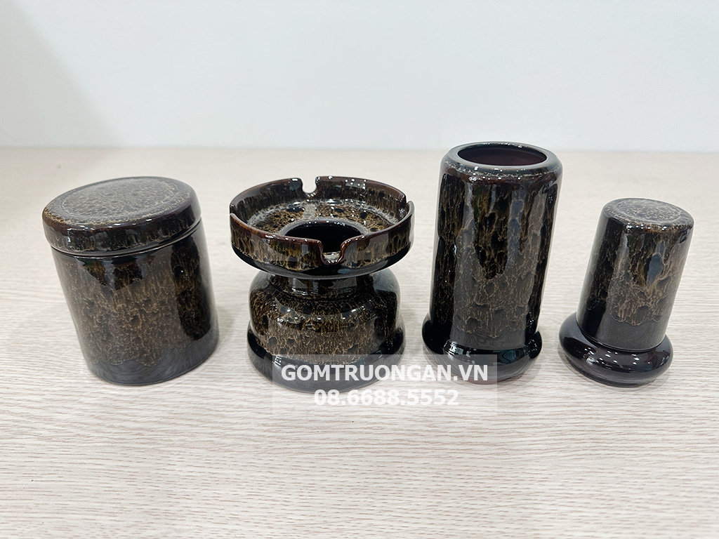 Bộ ấm trà tử sa Bát Tràng Đại Cẩm Thạch cao cấp đầy đủ phụ kiện 3