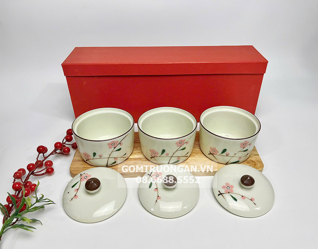 Hũ mứt tết 3 vẽ đào hồng 2