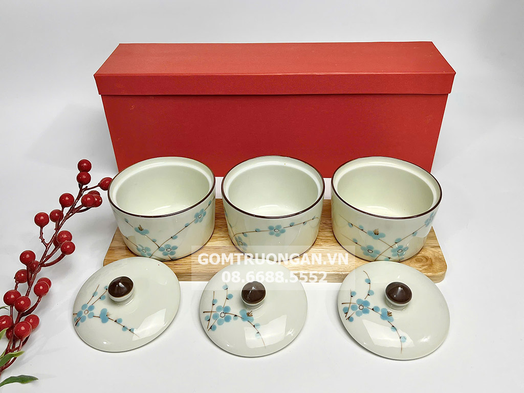 Hũ mứt tết 3 vẽ đào xanh 2