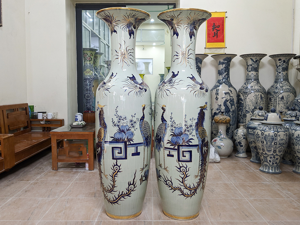 Lọ lộc bình Bát Tràng Phúc Đức vẽ vàng 24k 1m6 3