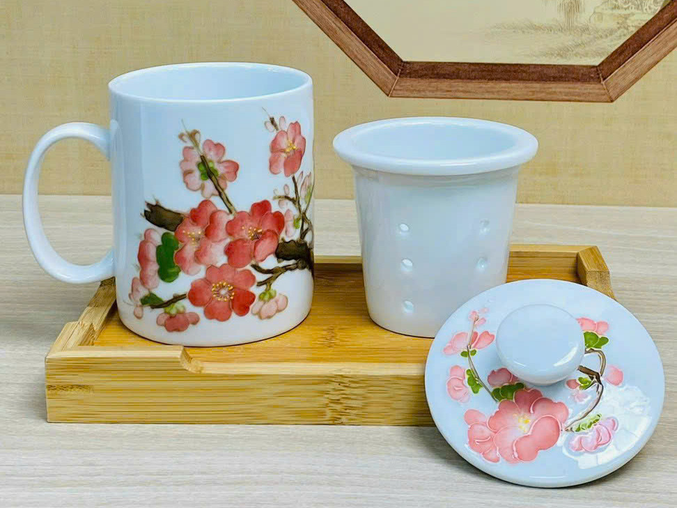 Cốc lọc trà hoa văn 3D cao cấp 4