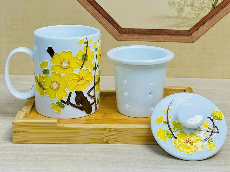 Cốc lọc trà hoa văn 3D cao cấp 1