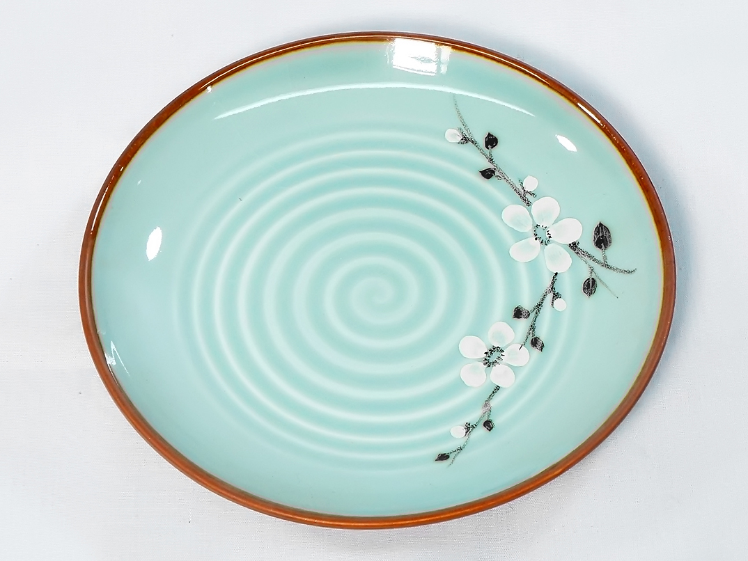 Bộ bát đĩa Bát Tràng men lam ngọc vẽ hoa Anh Đào 13 sản phẩm 2