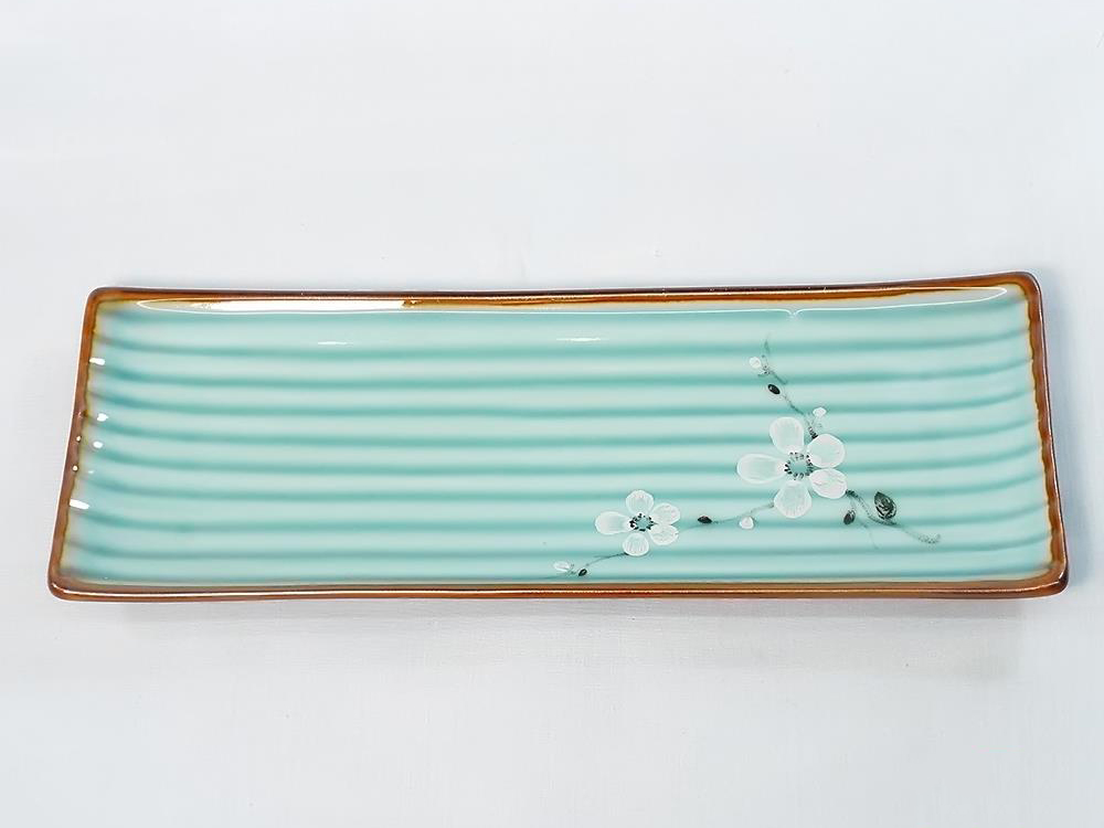 Bộ bát đĩa Bát Tràng men lam ngọc vẽ hoa Anh Đào trắng 24 sản phẩm 7