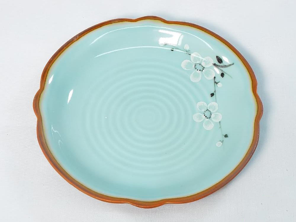 Bộ bát đĩa Bát Tràng men lam ngọc vẽ hoa Anh Đào trắng 24 sản phẩm 8