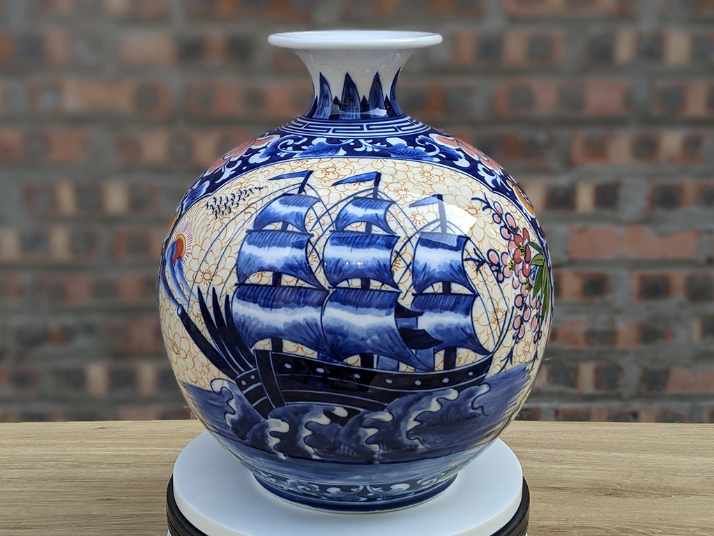 Bình hút tài lộc Thuận Buồm Xuôi Gió men màu 1