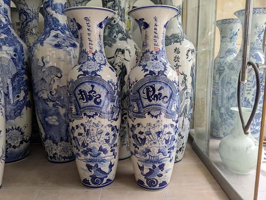 Lọ lộc bình Bát Tràng men lam Đức Phúc 1m4 4