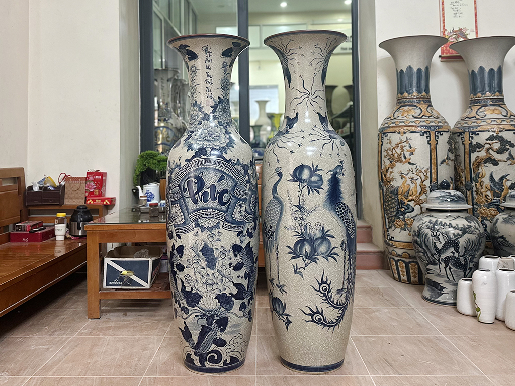 Lọ lộc bình Bát Tràng men rạn Đức Phúc 1m4 4