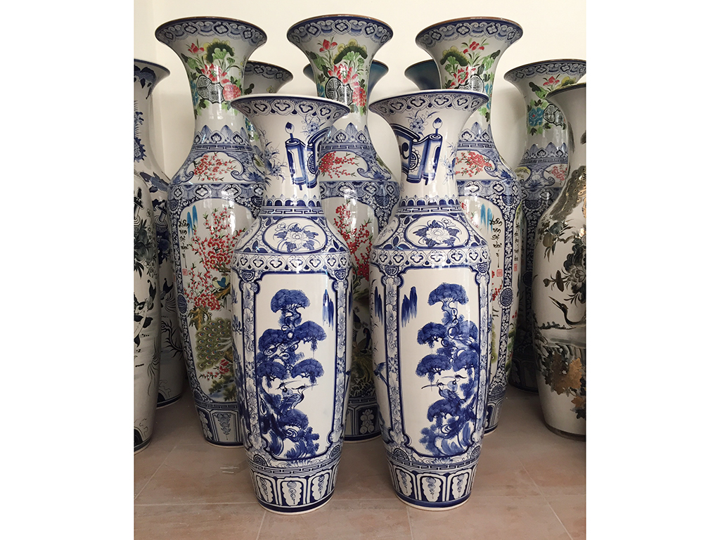 Lọ lộc bình men lam Tứ quý 1m25 4