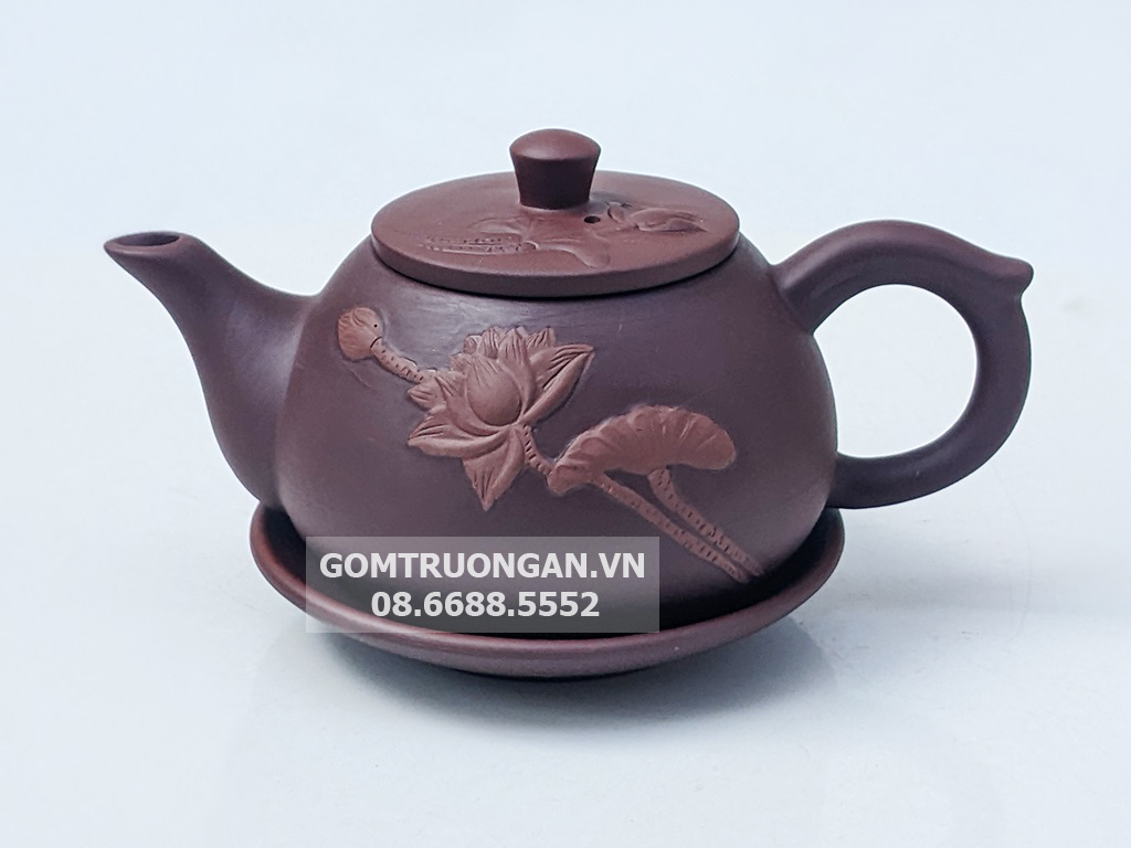 Ấm chén tử sa Bát Tràng thạch biều liên hoa 2