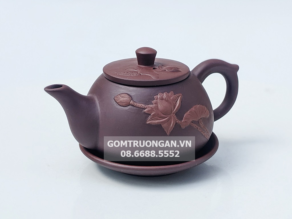 Ấm chén tử sa Bát Tràng thạch biều liên hoa 3