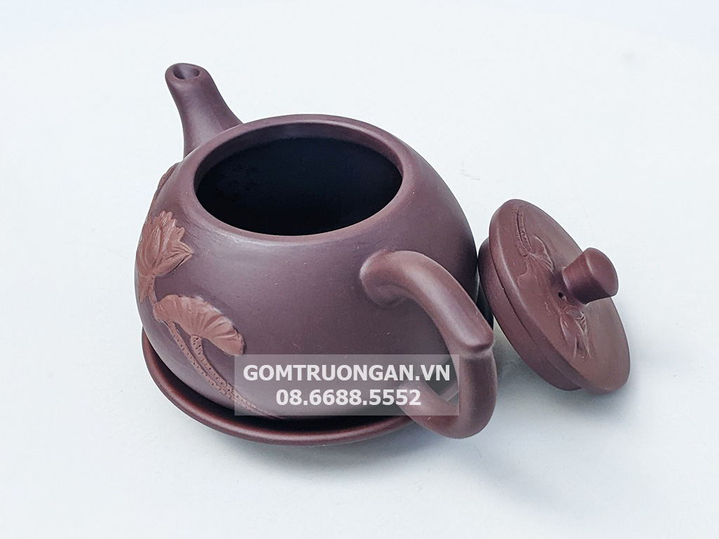 Ấm chén tử sa Bát Tràng thạch biều liên hoa 4