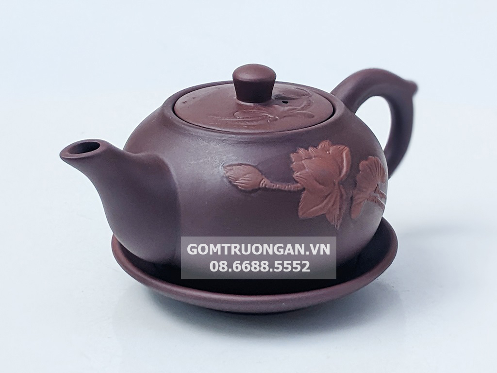 Ấm chén tử sa Bát Tràng như ý liên hoa 3