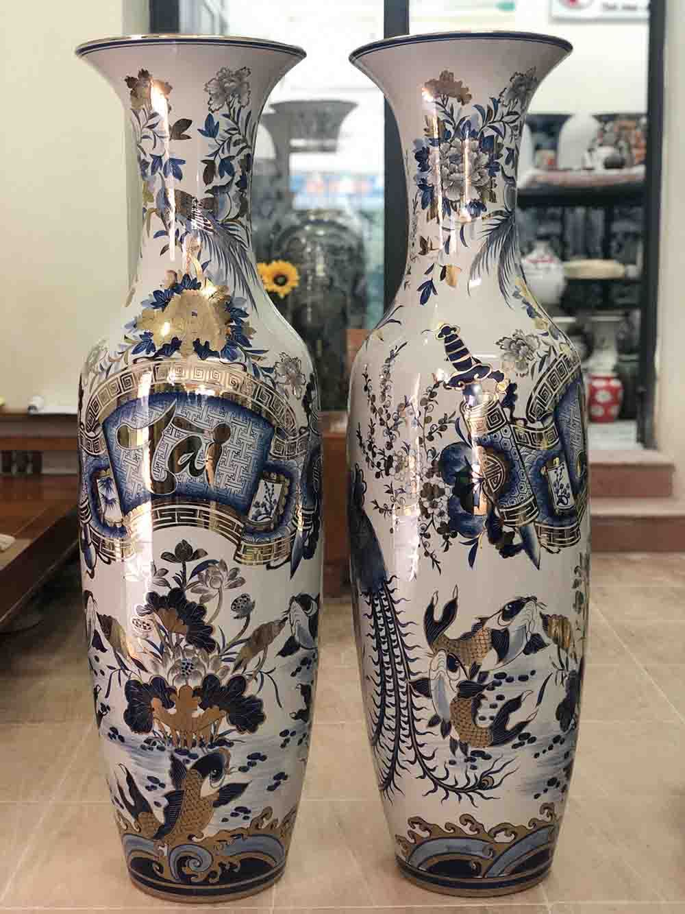 Lọ lộc b&igrave;nh B&aacute;t Tr&agrave;ng T&agrave;i Lộc vẽ v&agrave;ng c&ocirc;ng nghệ nano 1m4 - sau